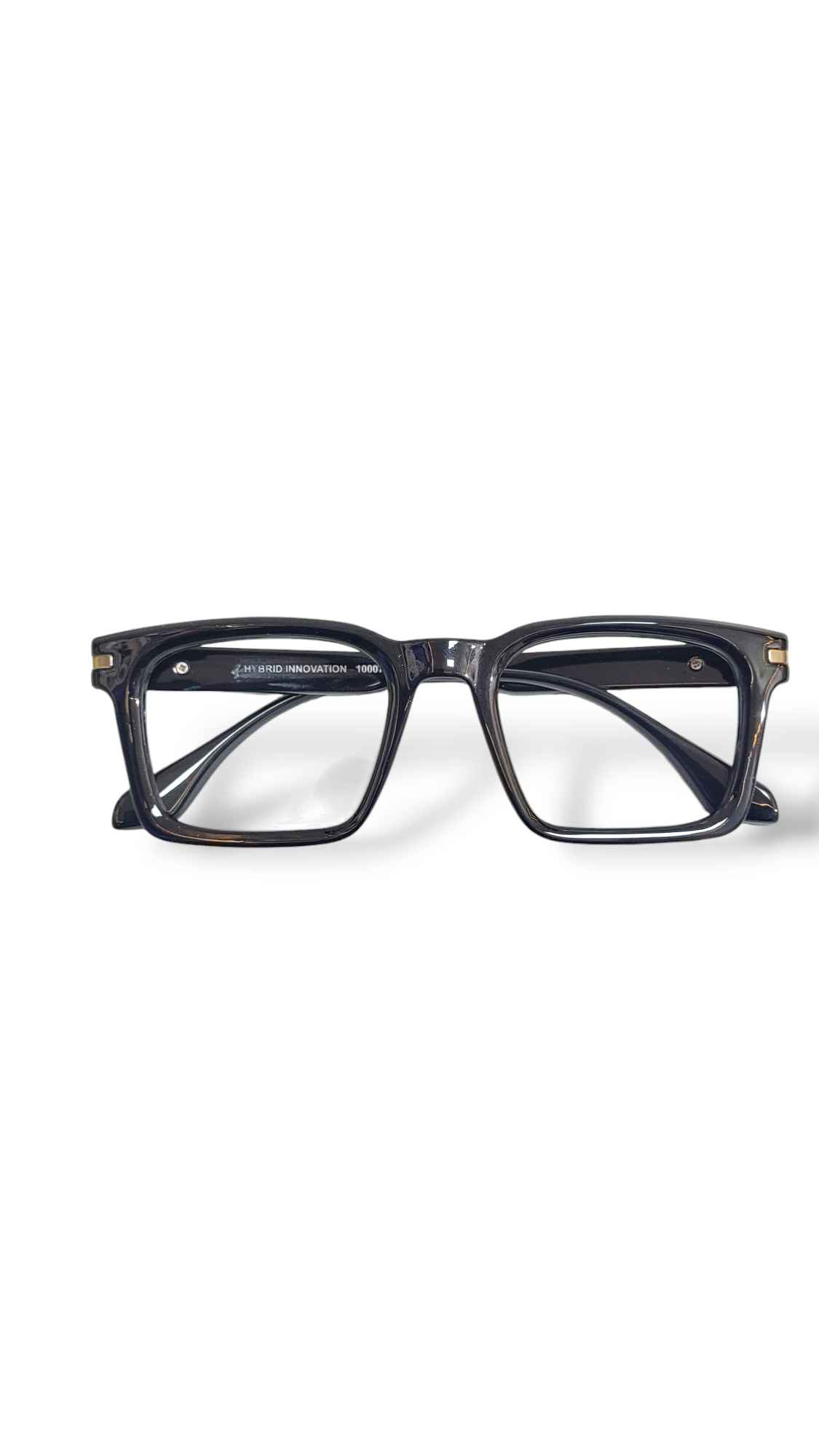 Classic Black Over Sized Glasses with Gold Accent