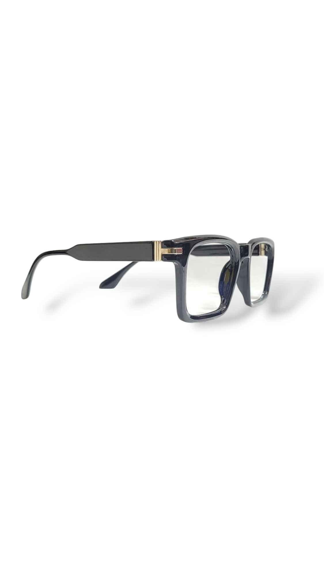 Classic Black Over Sized Glasses with Gold Accent