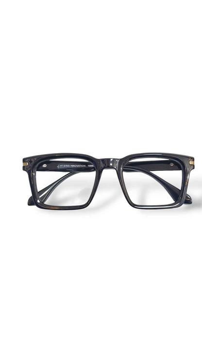 Classic Black Over Sized Glasses with Gold Accent